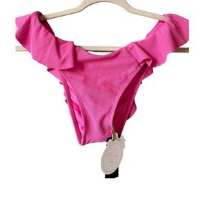 Jess Southern for Gianni Bini Ruffle Cheeky Bikini Bottom Pink Size L NWT‎